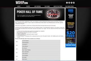 Так выглядит страница Зала славы покера на сайте WSOP